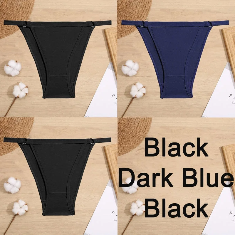 3PCS/Set Cotton Panties Underwear Bikini Style Women's Lingerie Sexy Panties Female Underpants Design Waist Band Briefs Pantys