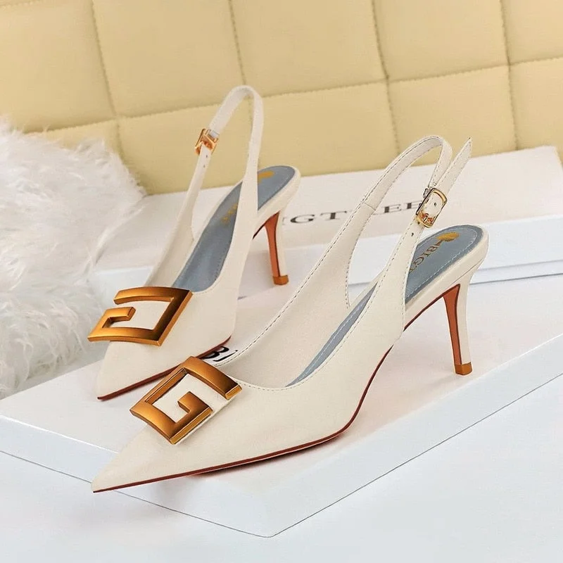 2021 Sexy Dress Women's Shoes High Heels Leather Pointed Toe Wedding Party Ladies Sandals Catwalk Thin Heels Fashion Woman Shoes