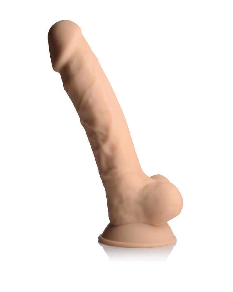 pornhint Pornhint Fleshstixxx 8 Inch Vibrating Silicone Dildo With Balls - Vanilla