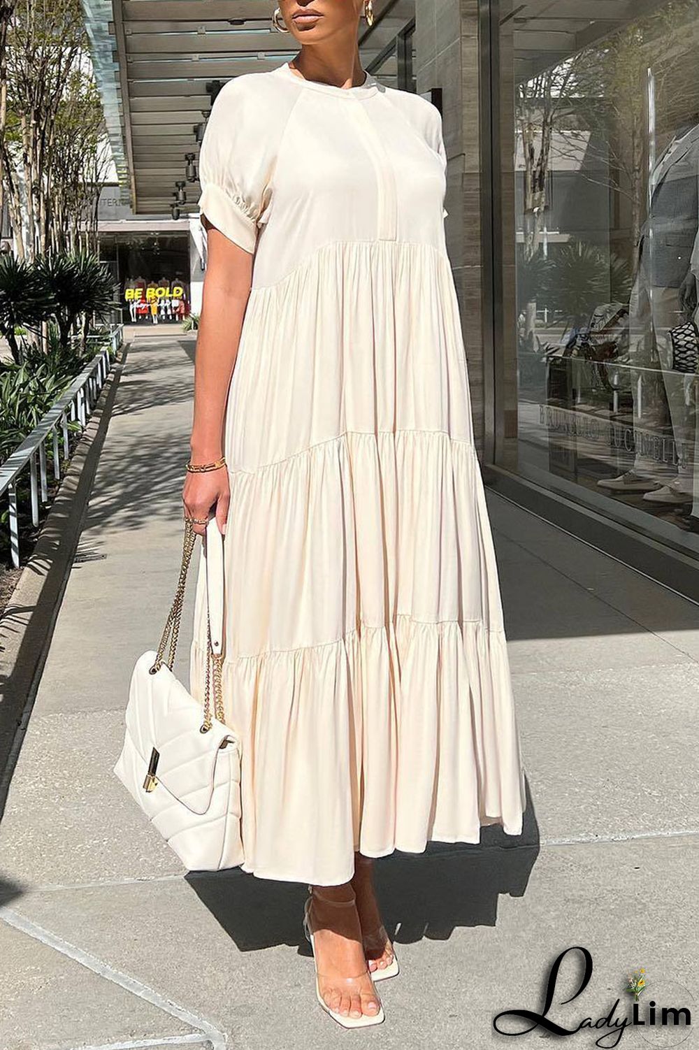 Black Casual Solid Patchwork Fold O Neck A Line Dresses