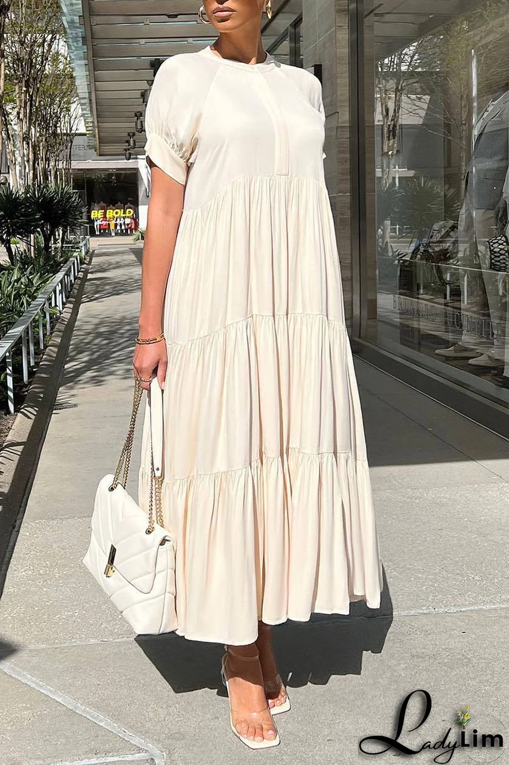 Black Casual Solid Patchwork Fold O Neck A Line Dresses