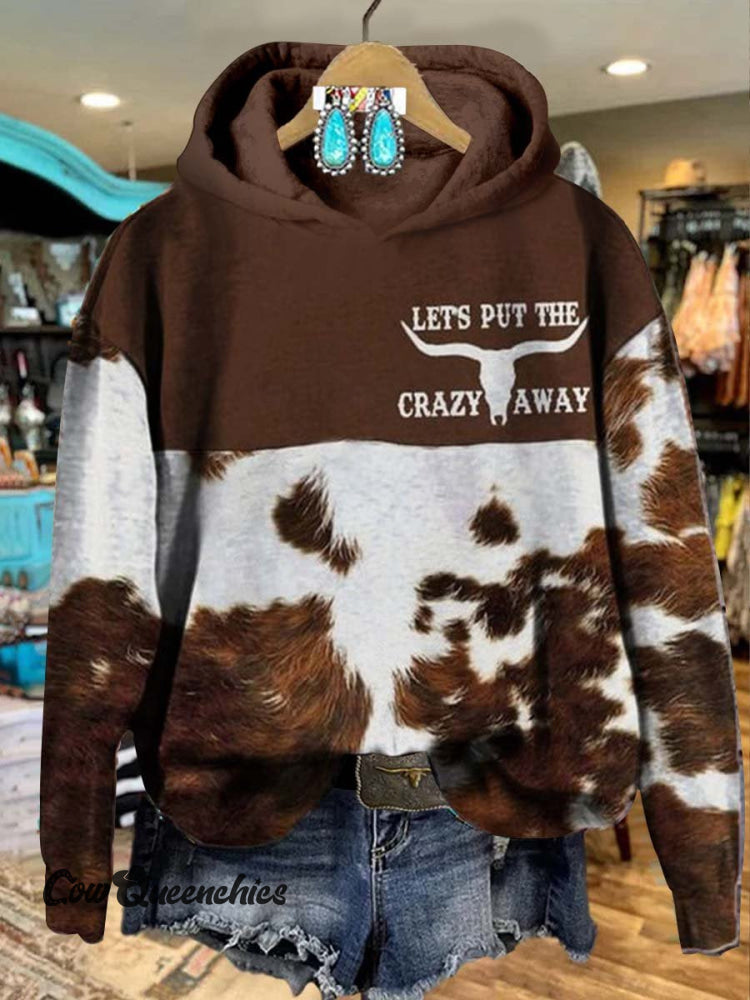 Let Put The Carzy Away Western Print Casual Sweatshirt Sweatshirt-1 / S