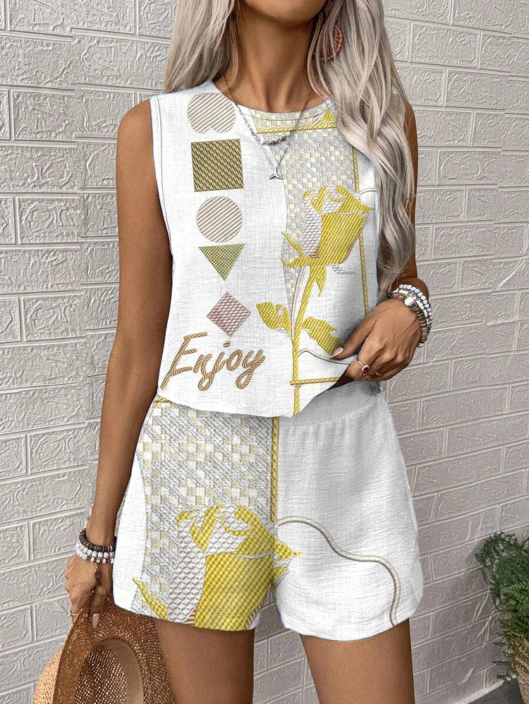 Geometric Print Beach Resort High Waisted Wide Leg Pants