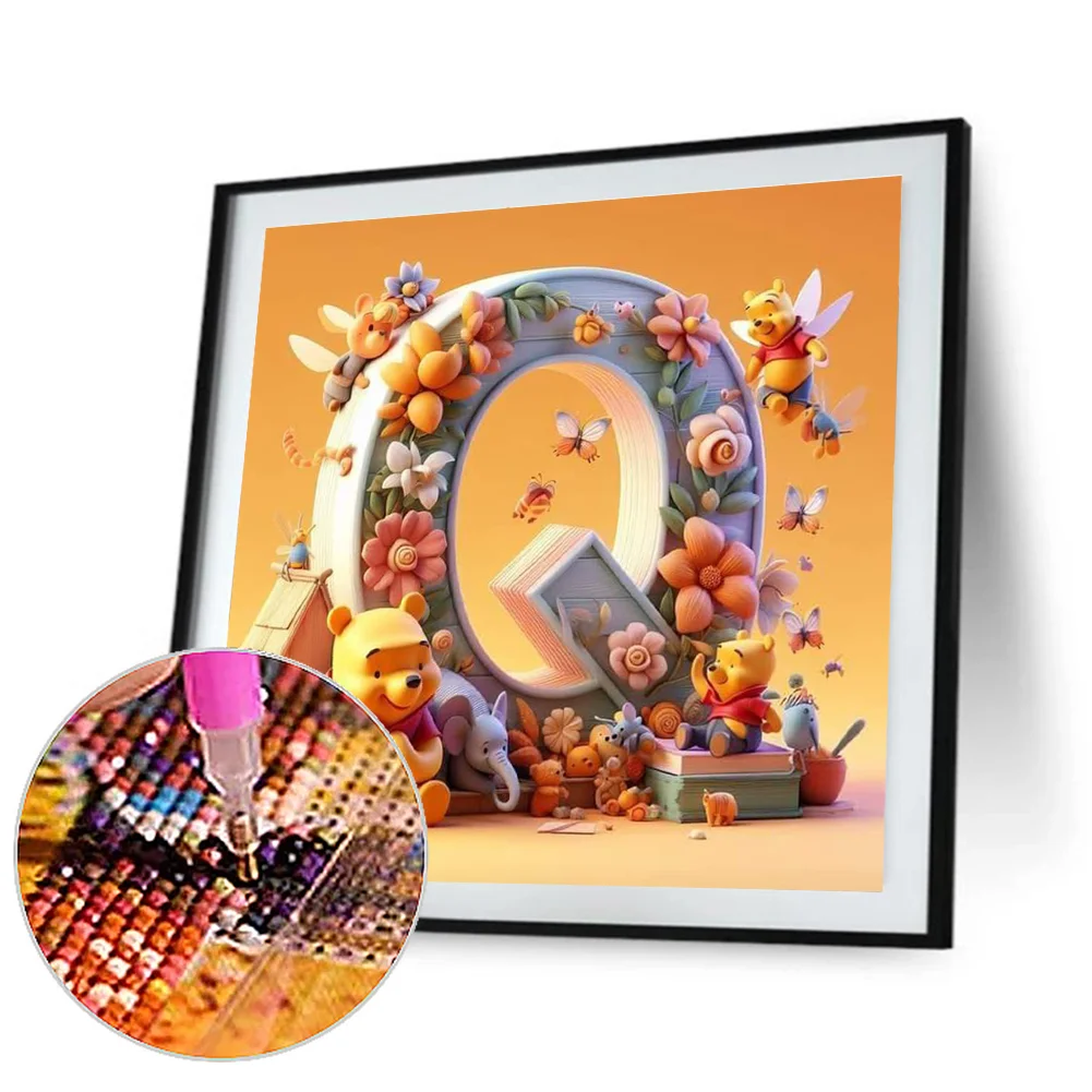Full Round Diamond Painting 30*30cm - Winnie The Pooh'S 26 Letters Q