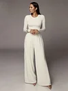 Empire Loose Solid Color Yoga Dance Wide-Leg Pants