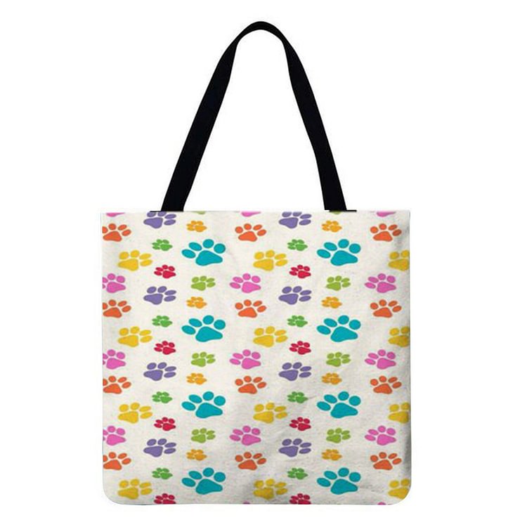 【Limited Stock Sale】Linen Tote Bag - Animal Footprint Cat Puppy