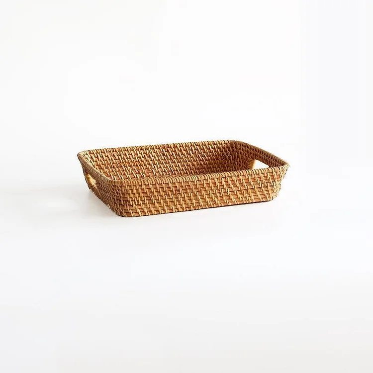 Expertly Woven Rectangular Storage Tray With Expanding Borders - Appledas