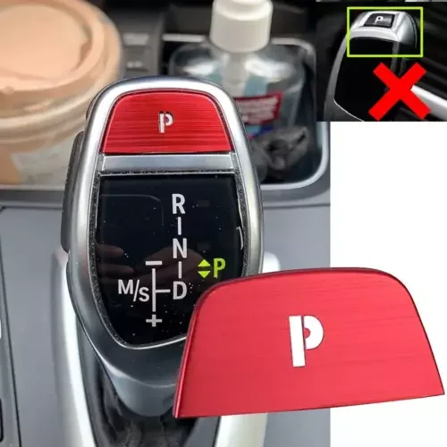 Dronehint Red Car Inner Gear Shift Knob P Head Button Cover For BMW 2 3 5 Series X3 X4 X5 Parts