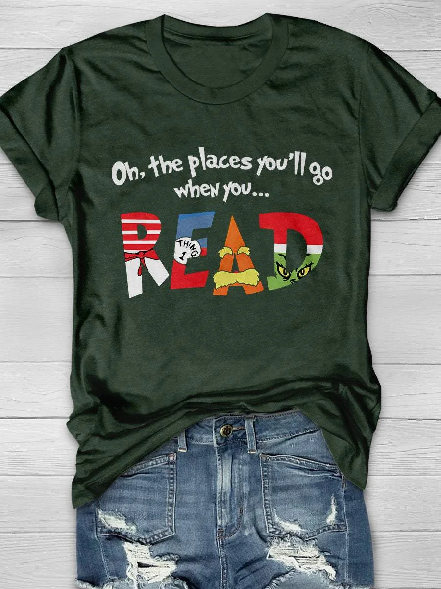 Place Go Read Print Short Sleeve T-shirt