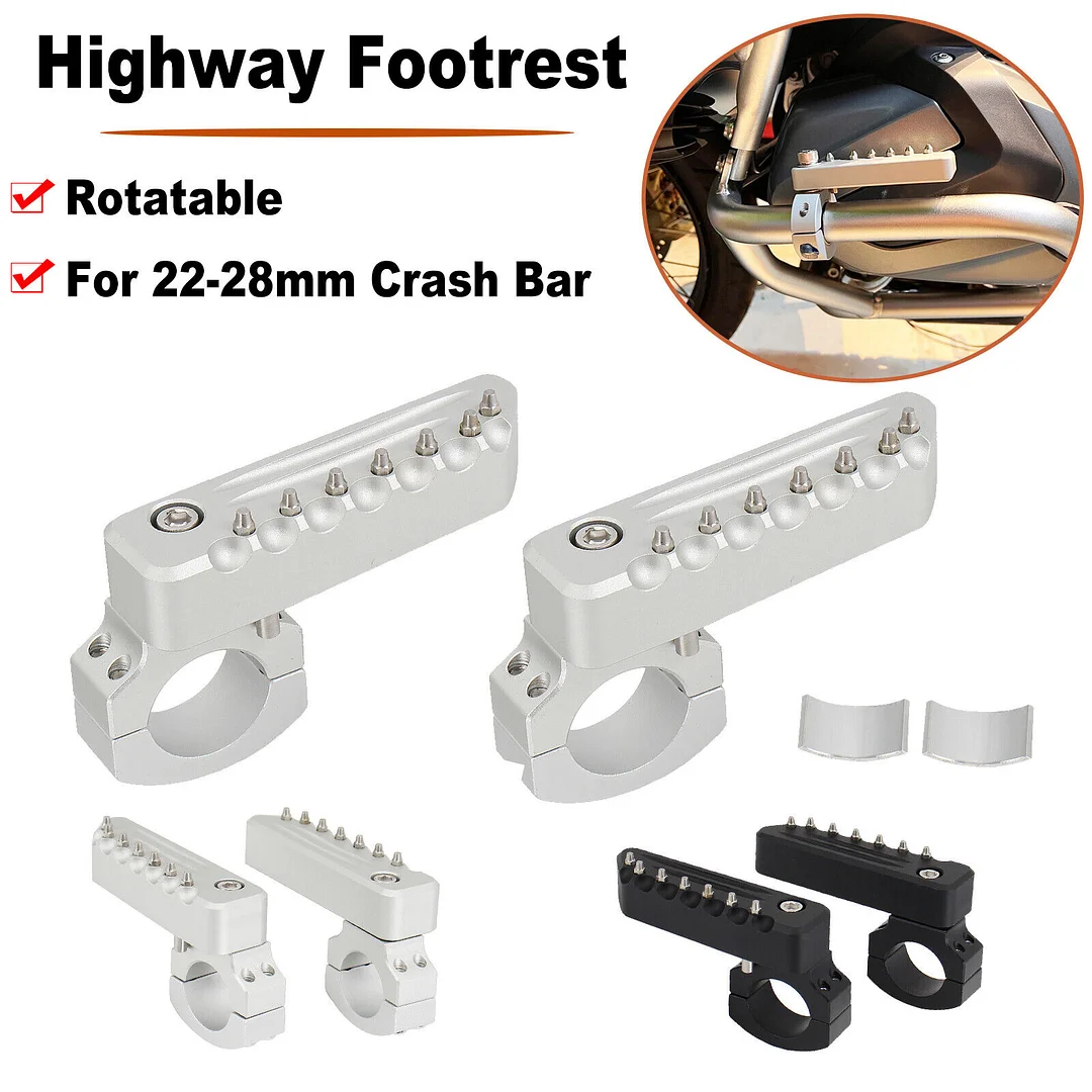  Crash Bar Highway Pegs 22-28mm Rotatable Footpegs For Harley Pan America RA1250 R1200GS R1250GS
