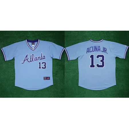 Men's Atlanta Braves #13 Ronald Acu?a Jr 1982 White Cool Base Stitched Baseball Jersey