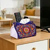 (24cm)Diamond Art Tissue Box Cover DIY PU Desktop Organizer Large(Mandala)