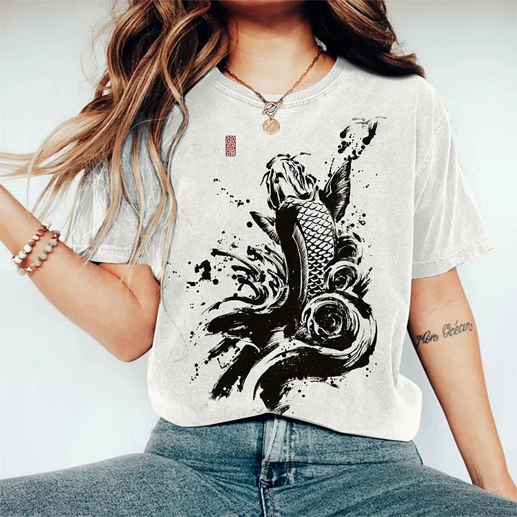Japanese Koi Ink Printed T-shirt