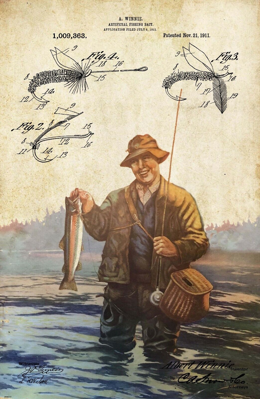 Vintage Fly Fishing Lure Print Art Canvas Poster For Living Room Decoration Home Wall Picture