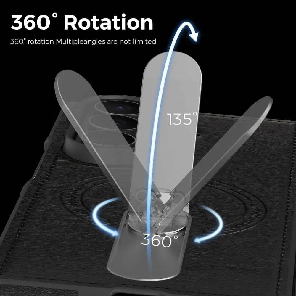 360 Rotae Kickstand Leather Case for Samsung Galaxy Z Fold 7 6 5 4 3 5G Magnetic Heavy Duty Cover, Military Shockproof Cases 