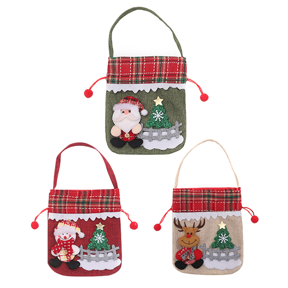 

Christmas Drawstring Gift Bag Daily Necessities Decor Linen Doll Package, Deer, 501 Original