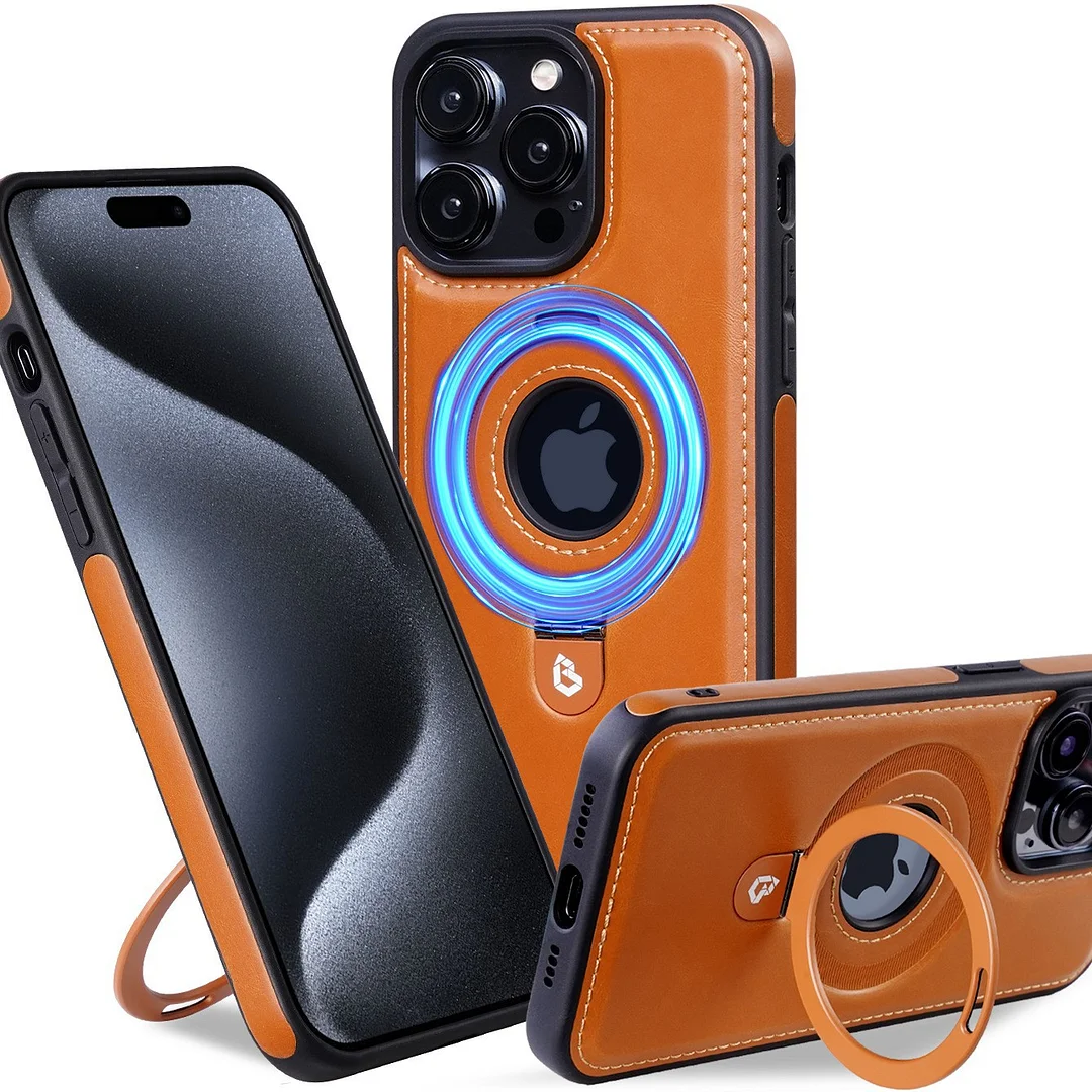 Suitable For Apple 17Promax Magnetic Holder Mobile Phone Case Business Iphone16 High-End Leather 15 Anti-Fall Protective Cover