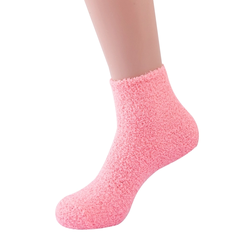 Women Slippers Socks Fluffy Plush Home Sleeping Socks Coral Fleece Socks Candy Color Mid-tube Socks