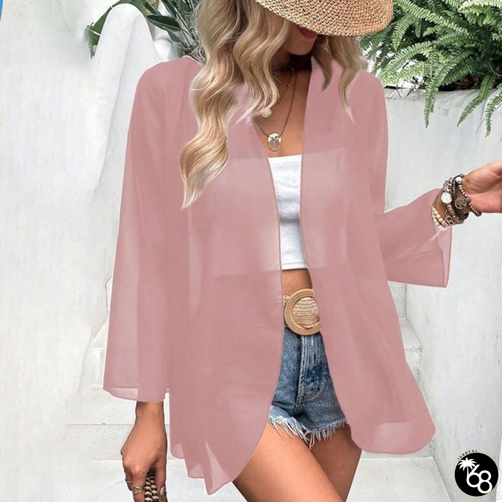 Comfy White Cami With Pink Outerwear | 168DEAL