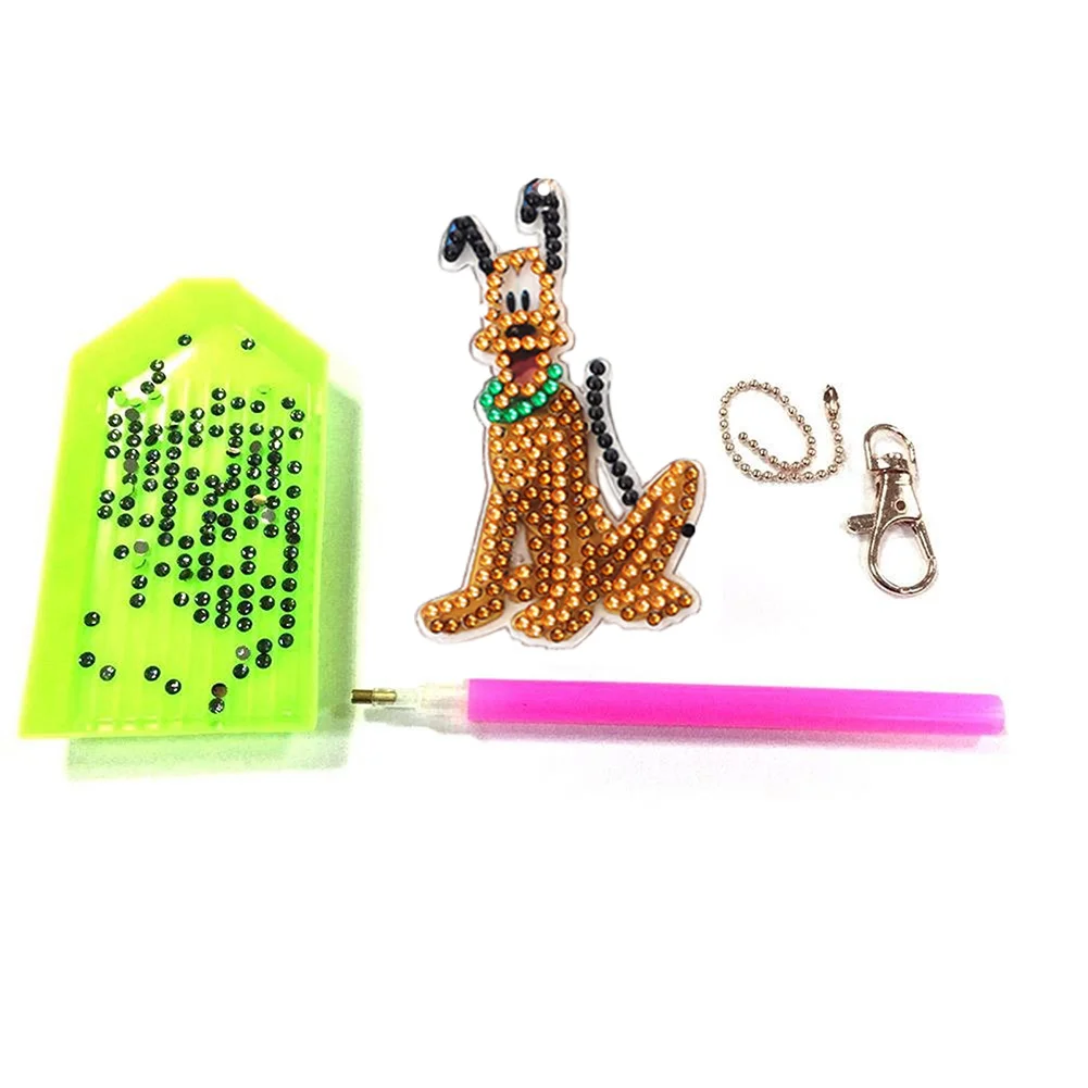 5pcs Mosaic Diamond Painting Keychain 5D DIY Rhinestone Keyring Kit(Double Sided)