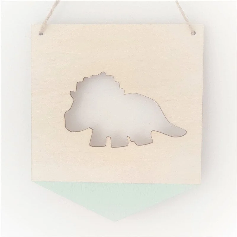 Nordic Dinosaur Wood Chip Positive Slogan Banner Garland Kids Room Decorations Wall Hanging Ornament Nursery Decor Photo Props