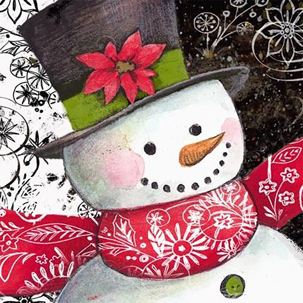 

30*30CM - Round Drill Diamond Painting - Christmas Snowman, 501 Original