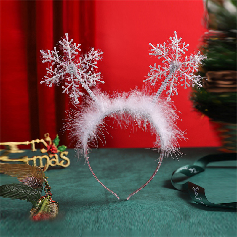 Christmas White Plush Snowflake Headwear