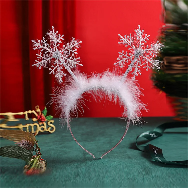 Christmas White Plush Snowflake Headwear  Flycurvy [product_label]