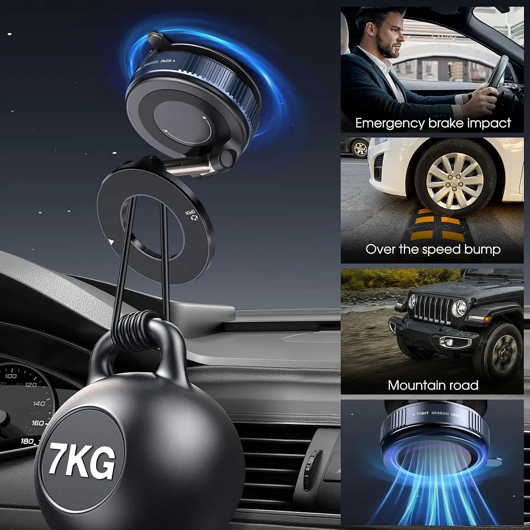 One-Step Lock Magnetic Vacuum Phone Mount