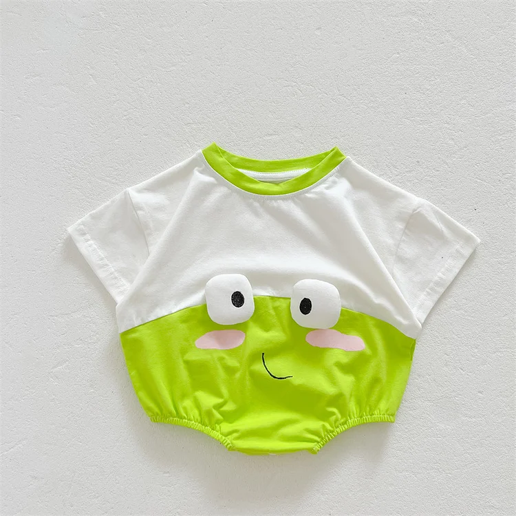 Baby Boy/Girl Summer Frog Print Graphic Short Sleeve Bodysuit