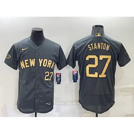Men's New York Yankees #27 Giancarlo Stanton 2022 All-Star Charcoal Flex Base Stitched Baseball Jersey