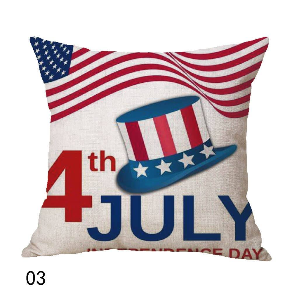 Independence Day Square Pillow Case Soft Cushion Home Office Use