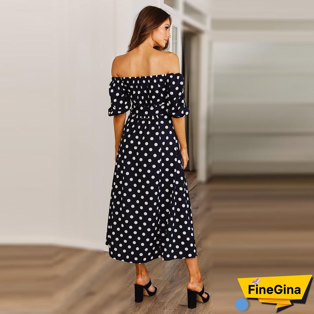 Polka Dot Off Shoulder Dresses