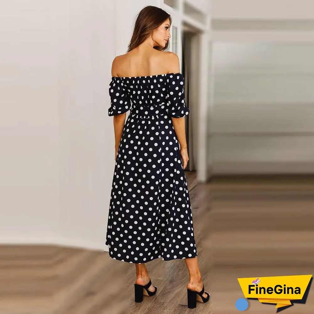 Polka Dot Off Shoulder Dresses