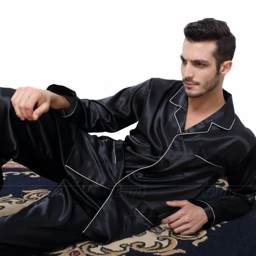 Aonga 2022 Mens Silk Satin Pajamas  Pyjamas  Set  Sleepwear Set  Loungewear  U.S. S,M,L,XL,XXL,XXXL,4XL__Fits All  Seasons