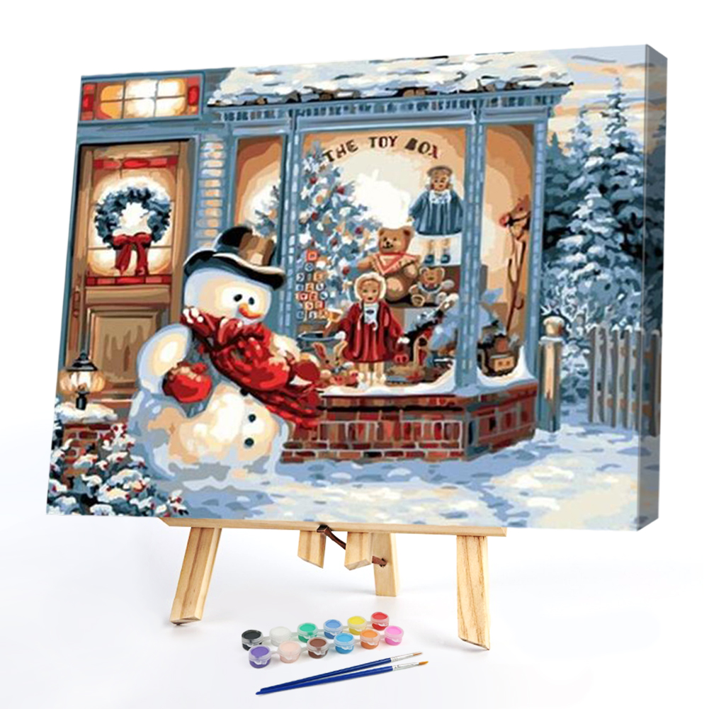

50*40CM - Paint By Numbers - Window Snowman, 501 Original