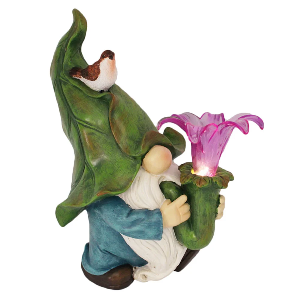 Solar Garden Morning Glory Gnome Statue Decoration