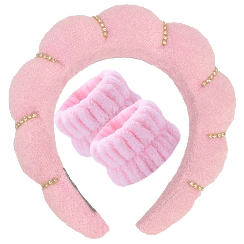 Minimalist Women’s Color Block Towel Velvet Spa Headband