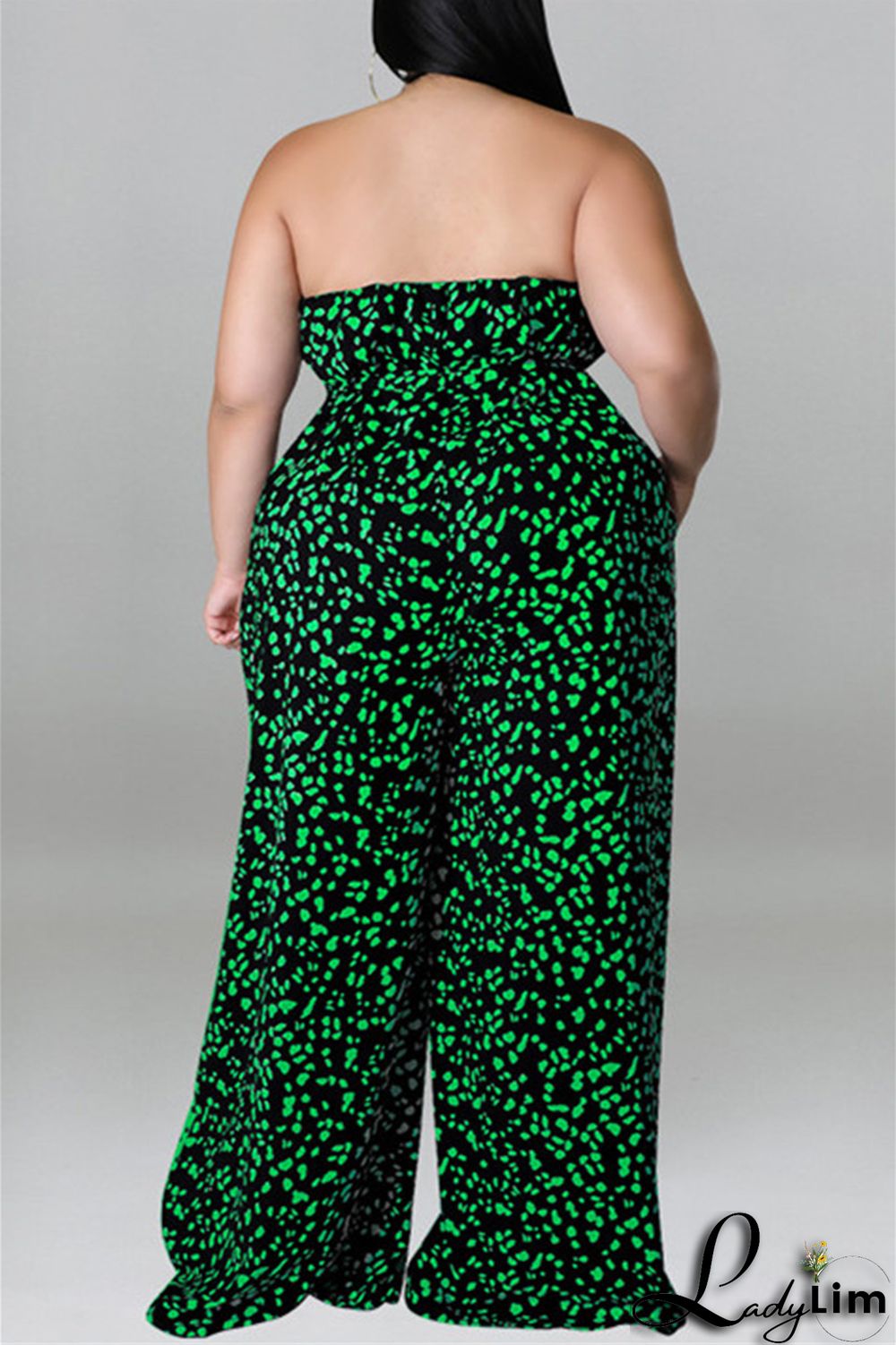 Purple Fashion Casual Print Split Joint Backless With Belt Strapless Plus Size Jumpsuits