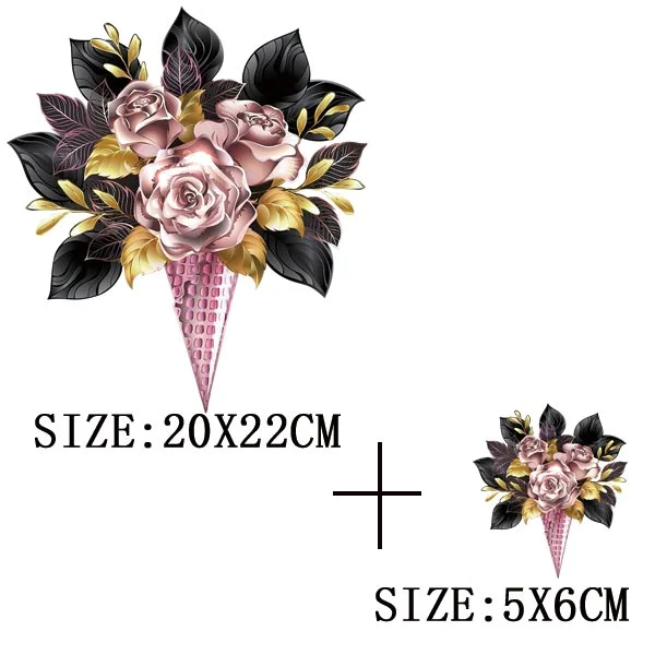 Beautiful Flowers Thermal Sticker On T-shirt DIY Washable Iron On Transfer For Clothing Funny Design Patches On Clothes Applique