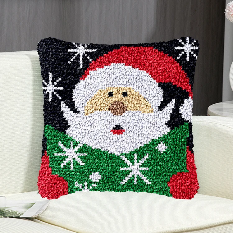 Santa Claus and Snowflakes Pillowcase Latch Hook Kit for Adult, Beginner and Kid veirousa