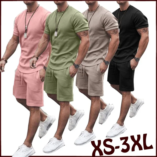 Summer Men's T-shirt + Shorts Sports Suits Fashion Track Suits Fashion Outdoor Jogging Suits