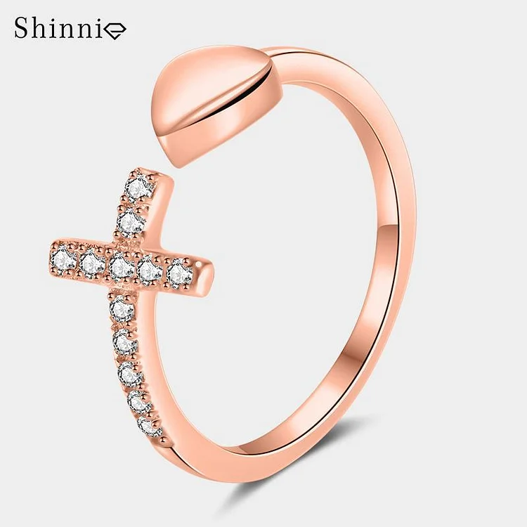 To My Daughter Pray Through It RoseGold Cross & Heart Ring