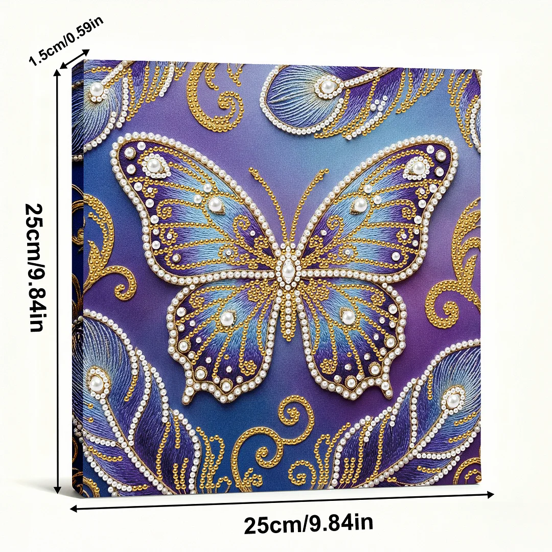 Butterfly - DIY Pearl Diamond Art Kit With Frame 25*25cm