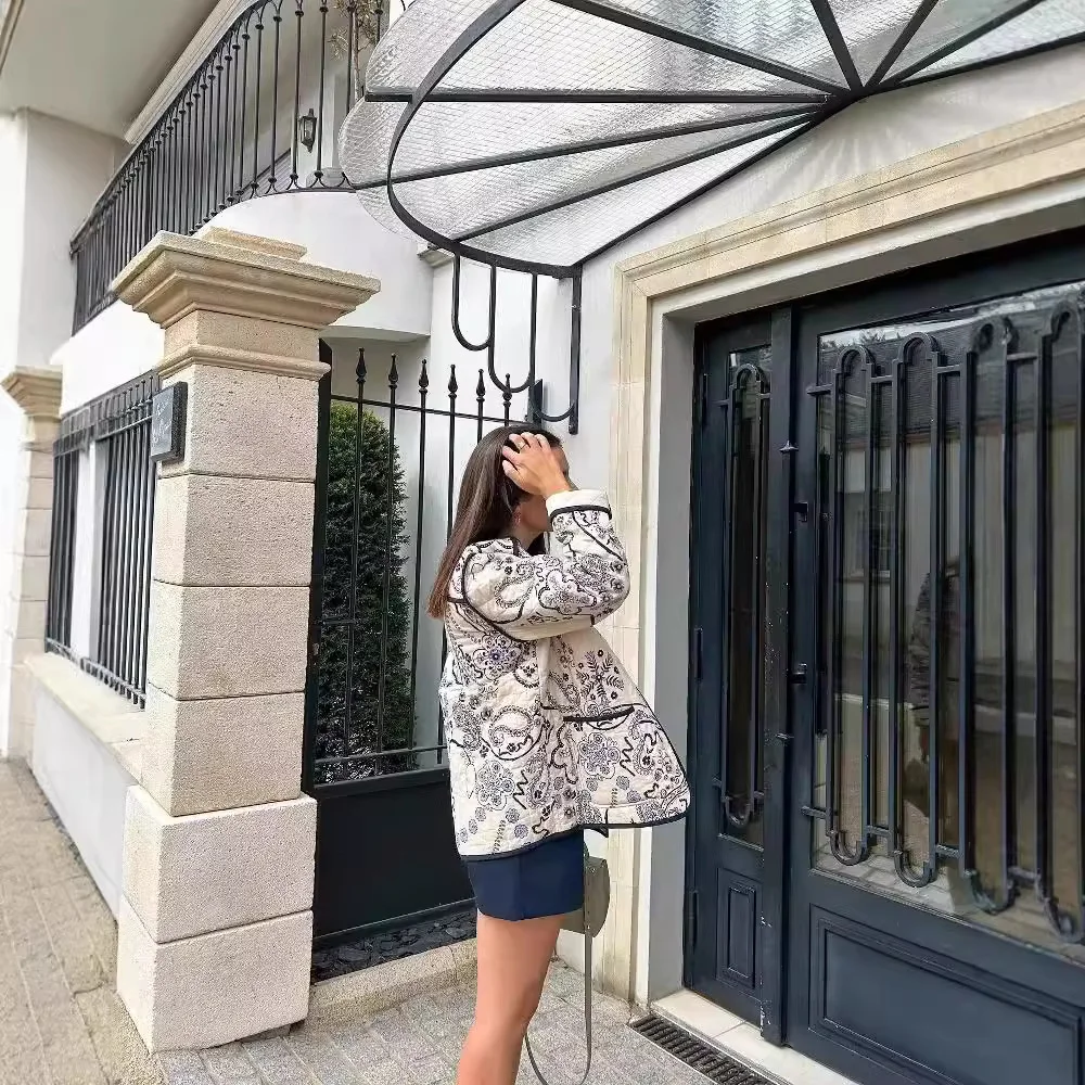 Nigikala Nigikala Women's Explosive Printed Long-Sleeved Cotton Coat