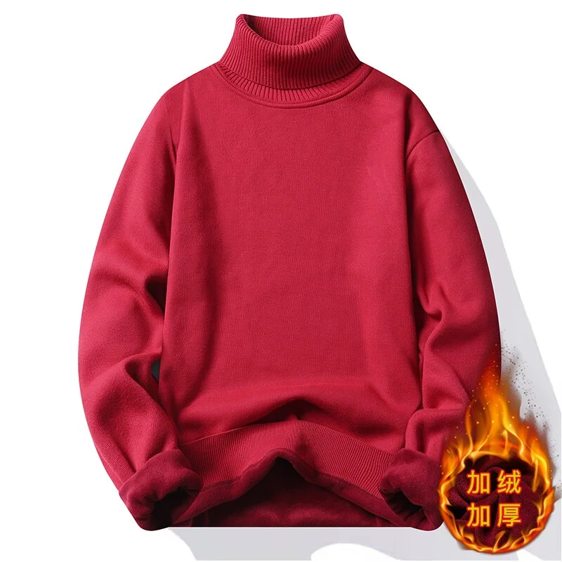 Aonga Autumn Outfits     Winter Men's Turtleneck Sweater Men's Knitting Pullovers Rollneck Knitted Sweater Warm Men Jumper Slim Fit Casual Sweater aonga