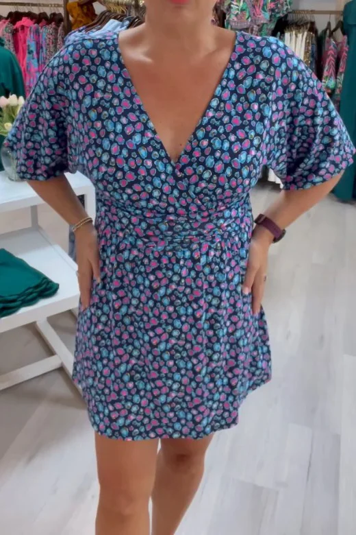 Leopard V-Neck Romper Dress