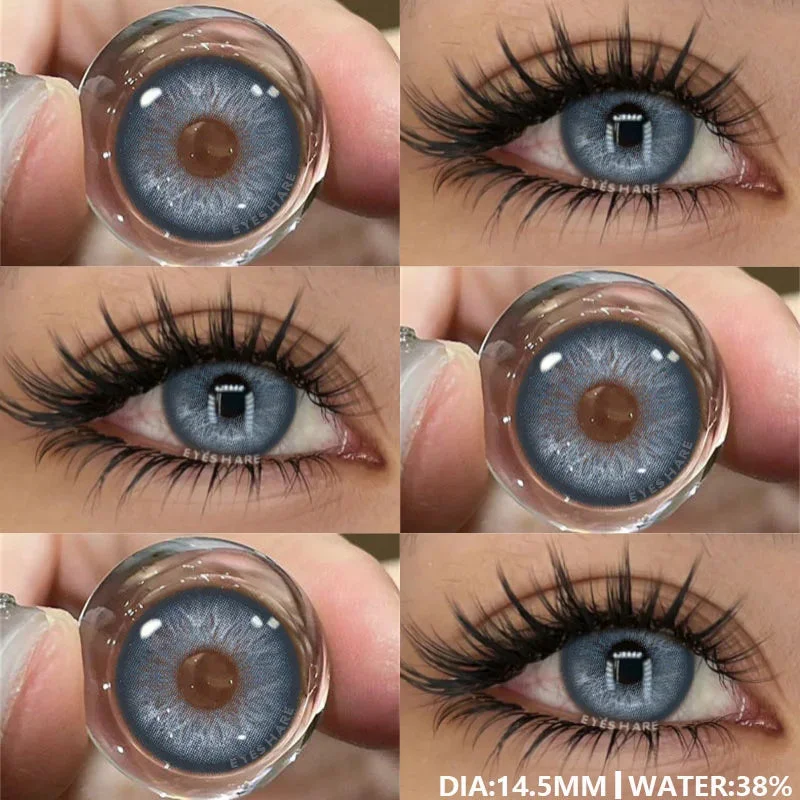 Sdrawing 1Pair Natural Colored Lenses for Eyes Fashion Blue Lenses Gray Contact Lenses Black Lense Colored Pupils for Eyes Yearly