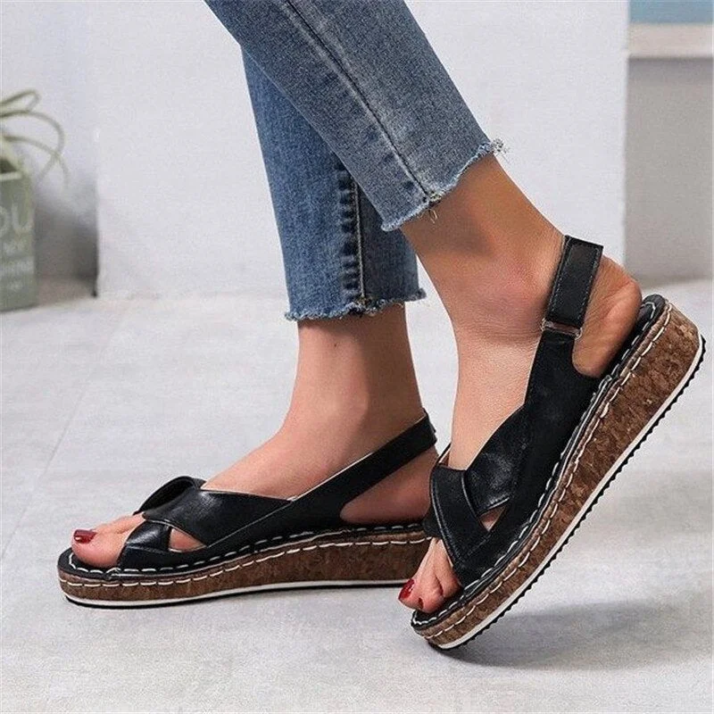 Women Sandals Summer 2021 Female Shoes Woman Peep-toe Wedge Comfortable Sandals Flat Sandals Female Sandalias Plus Size 43