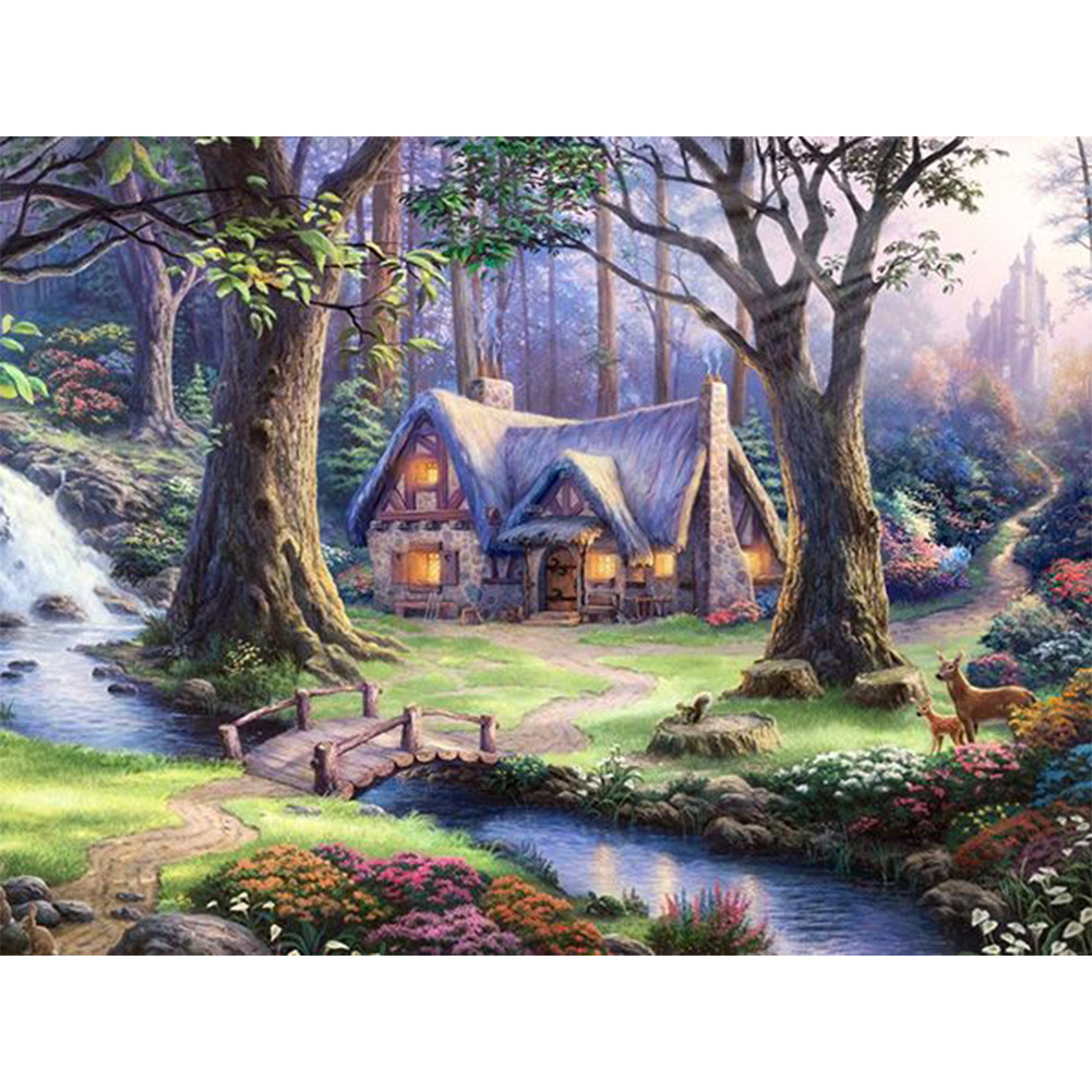

40*30CM - Round Drill Diamond Painting - Hut in Nature, 501 Original